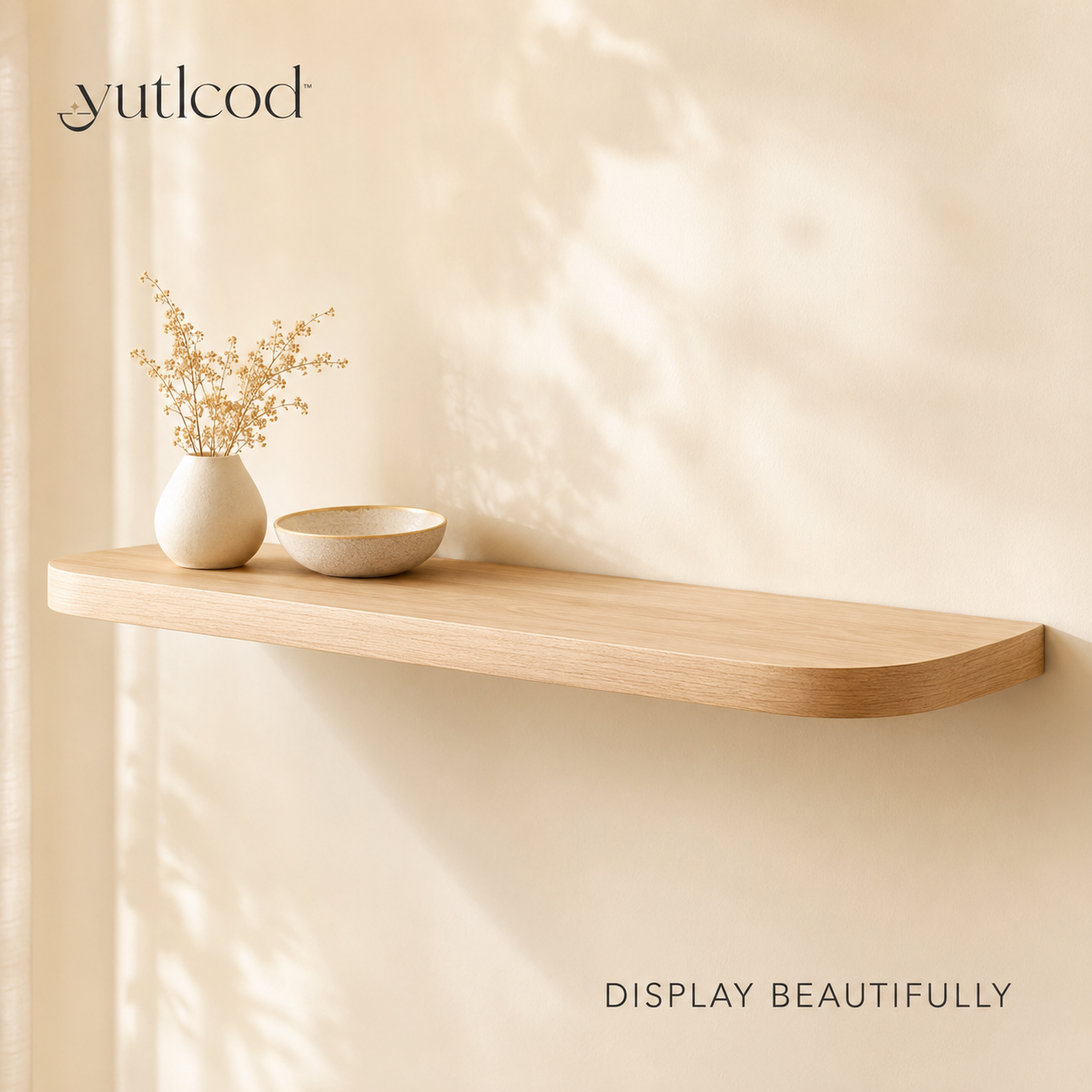 yutlcod minimalist pale wood floating wall shelf
