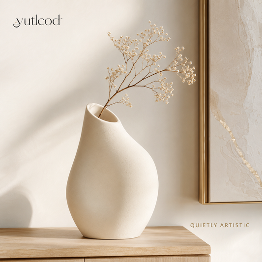 yutlcod asymmetrical warm ivory ceramic decorative vase