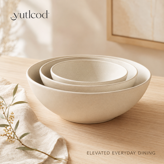 yutlcod minimalist ceramic serving bowl set in warm ivory